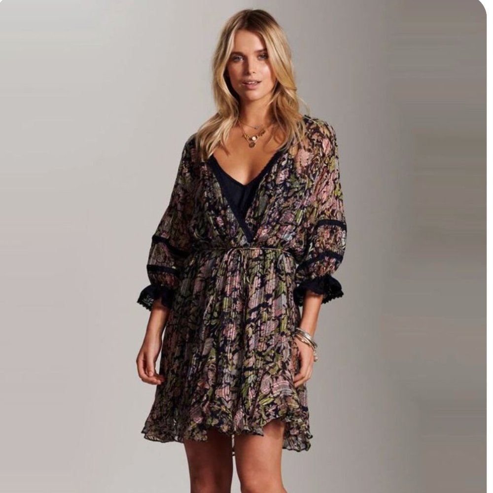 BRIONY MARSH •Flora Dress Metallic w/ Black Lace
